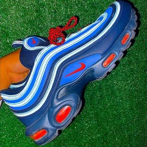 Air Max 97 Plus (light blue, dark purple and salmon are the colors)